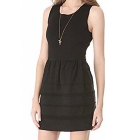 Madewell Black Stretch Knit Sleeveless Raw Edge A-Line Mini Dress Size S - Picture 2 of 10